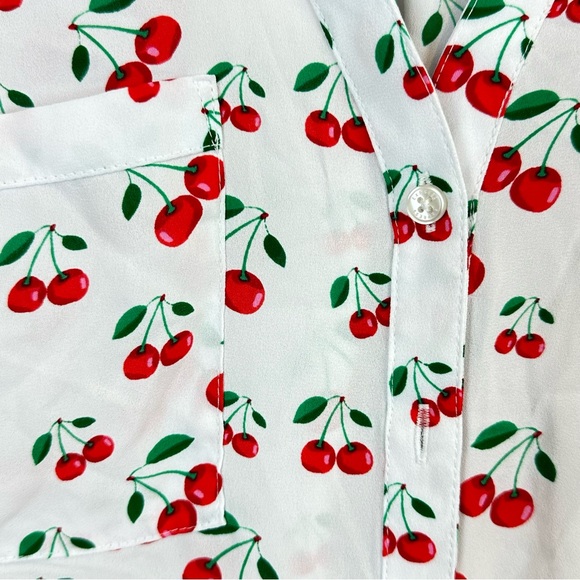 Express Portofino Shirt Original Fit Cherry Print Top Size M - Picture 4 of 7